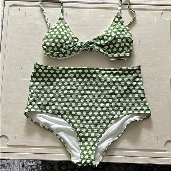 Green Polka Dot Bikini Set - Picture 1 of 11